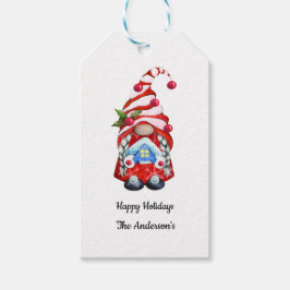 Happy Holidays Red Christmas Gnome Geschenkanhänger