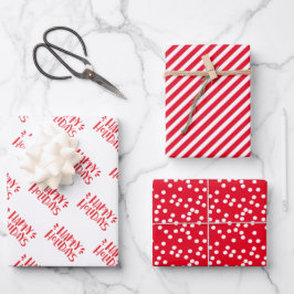 Happy Holidays - Red Christmas Patterns Geschenkpapier Set