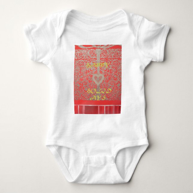 Happy Holidays Red Glitzer Herzdesign Baby Strampler (Vorderseite)