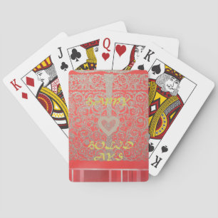 Happy Holidays Red Glitzer Herzdesign Spielkarten