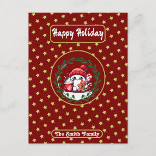 Happy Holidays Red Gold Weihnachten Postkarte