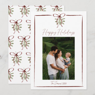 Happy Holidays Red Hand Drawn Bow Winter Foto Einladung