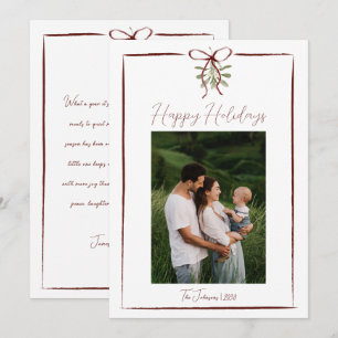 Happy Holidays Red Hand Drawn Bow Winter Foto Einladung