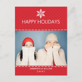Happy Holidays Red Kariert Holiday Postkarte