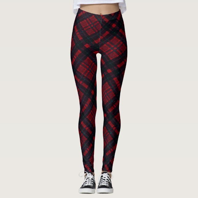 Happy Holidays Red Kariert Leggings (Vorderseite)