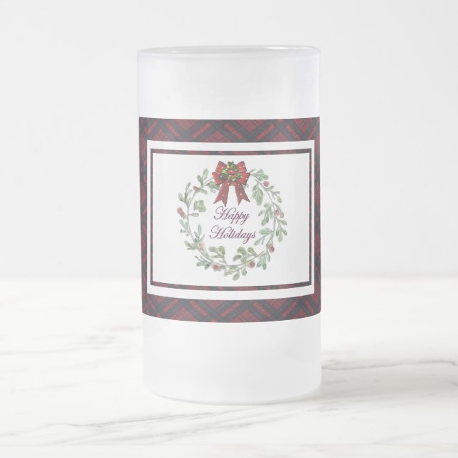 Happy Holidays Red Kariert Mattglas Bierglas (Mittel)