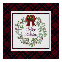 Happy Holidays Red Kariert