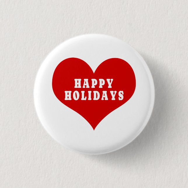 HAPPY HOLIDAYS Red Liebe Herztasten Button (Vorderseite)