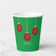 Happy Holidays Red Ornaments Papiertasse