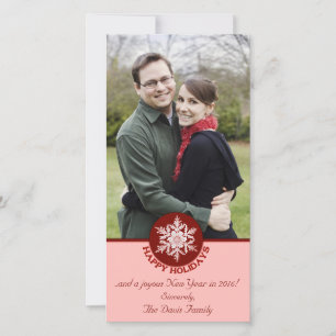 Happy Holidays Red Paper Snowflake 4x8 Feiertagskarte