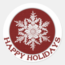 Happy Holidays Red Paper Snowflake Runder Aufkleber