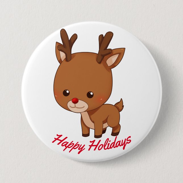 Happy Holidays Reindeer Button (Vorderseite)