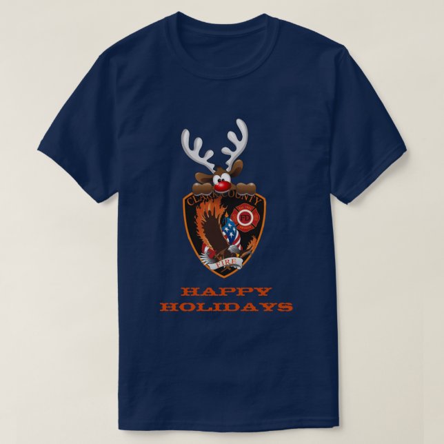 Happy Holidays Reindeer Clark Landkreis Nevada Feu T-Shirt (Design vorne)