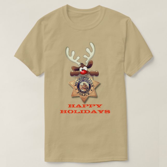Happy Holidays Reindeer Las Vegas Metropolitan PD T-Shirt (Design vorne)