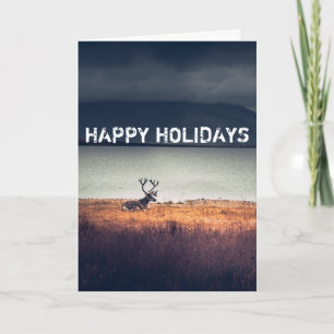 Happy Holidays, Reindeer Portrait Gruß Karte