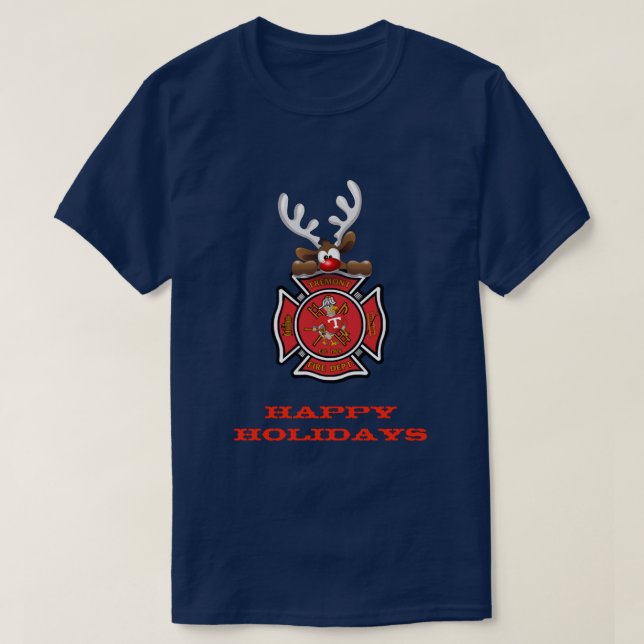Happy Holidays Rentier Tremont Feuerwehr T-Shirt (Design vorne)