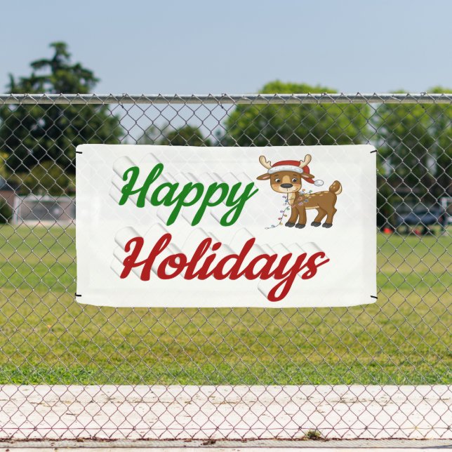 Happy Holidays Rentier Weihnachtsskript Banner (Insitu)