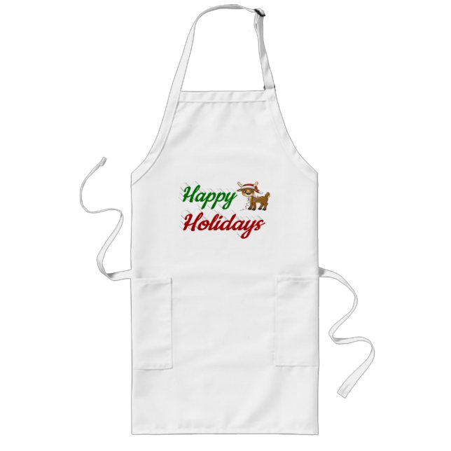 Happy Holidays Rentier Weihnachtsskript Lange Schürze (Vorne)