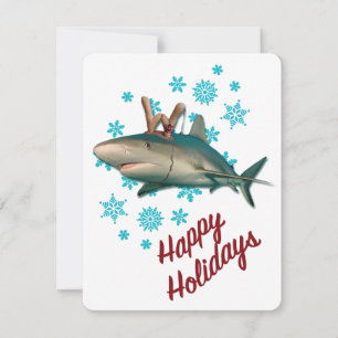 Happy Holidays Rentierhai Feiertagskarte
