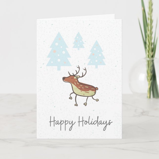 Happy Holidays Rentierkarte Dankeskarte (Vorderseite)