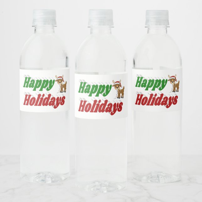 Happy Holidays Rentiertypografie Weihnachten (Flaschen)