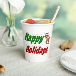 Happy Holidays Rentiertypografie Weihnachten Pappbecher
