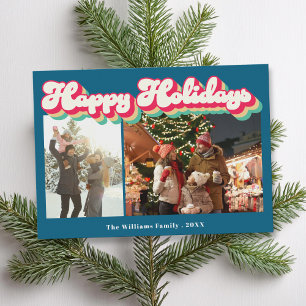 Happy Holidays Retro 2 Foto Feiertagskarte