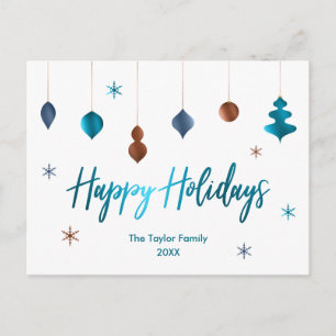 Happy Holidays Retro Aquamarine Kupfernavy Dekorat Feiertagspostkarte