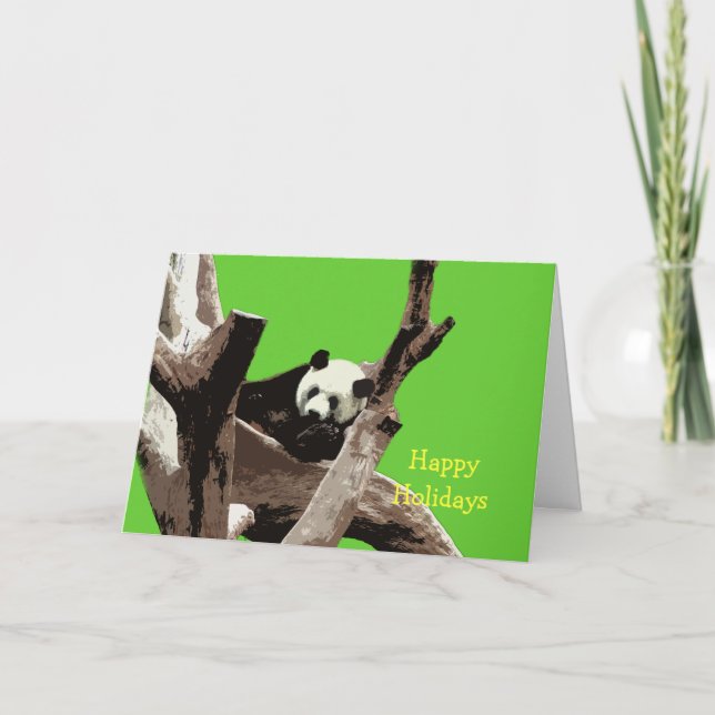 Happy Holidays Riant Panda Feiertagskarte (Vorderseite)
