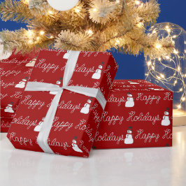 Happy Holidays Rope and Snowmen Geschenkpapier