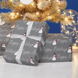 Happy Holidays Rope and Snowmen Geschenkpapier