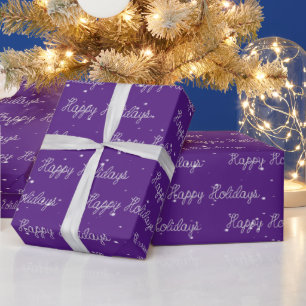 Happy Holidays Rope Text und Schneeflocken Geschenkpapier