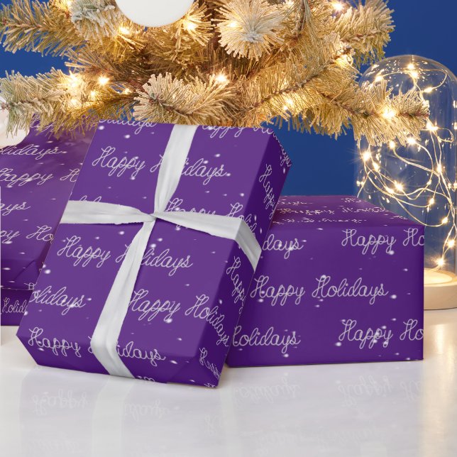 Happy Holidays Rope Text und Schneeflocken Geschenkpapier (Feiertage)