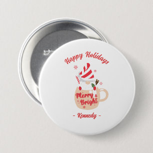 Happy Holidays - Rosa Tasse Hot Cocoa Merry & Brig Button