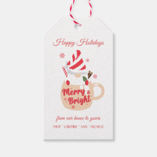Happy Holidays - Rosa Tasse Hot Cocoa Merry & Brig Geschenkanhänger