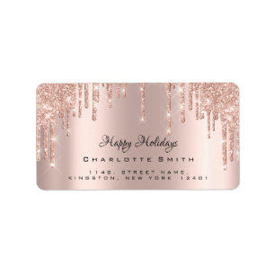 Happy Holidays Rose Rosa Funkelnd Glitzer UAWG Adressaufkleber