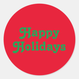 "Happy Holidays" Rot grüner Weihnachtsurlaub Runder Aufkleber