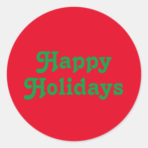 "Happy Holidays" Rot grüner Weihnachtsurlaub Runder Aufkleber