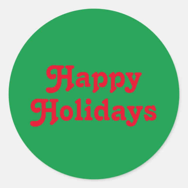 "Happy Holidays" Rot grüner Weihnachtsurlaub Runder Aufkleber (Vorderseite)