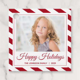 Happy Holidays |Rot| Personalisiertes Foto Geschenkanhänger