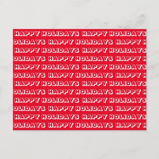 "Happy Holidays", rot weiß Postkarte (Vorderseite)