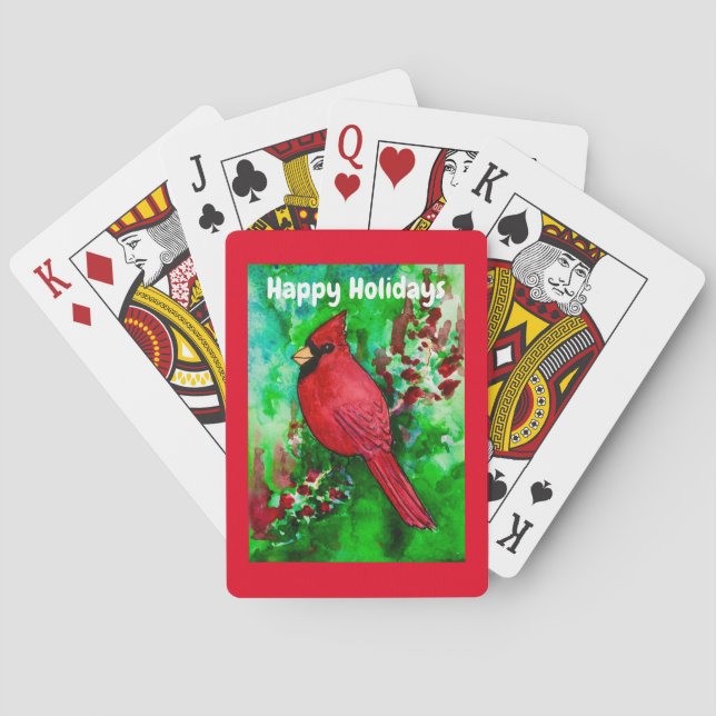 Happy Holidays Roter Kardinal Weihnachten Spielkarten (Rückseite)