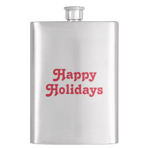 "Happy Holidays" Roter Weihnachtsurlaub Flachmann