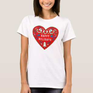 Happy Holidays Rotes Festival Kunst, Dichtung und T-Shirt
