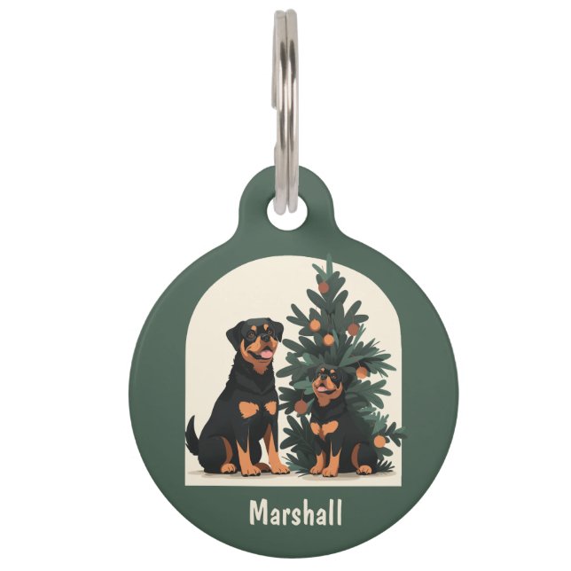 Happy Holidays Rottweiler Hunde Haustiermarke (Vorderseite)