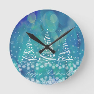 Happy Holidays Runde Wanduhr