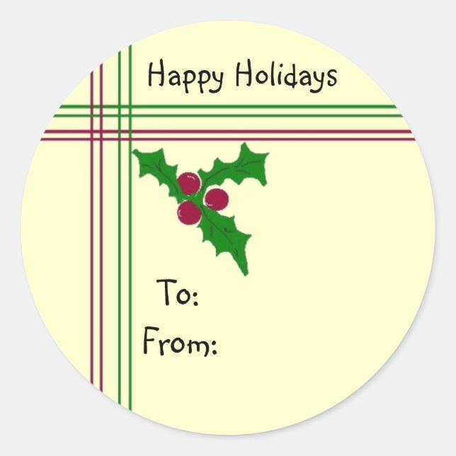 Happy Holidays Runder Aufkleber (Vorderseite)