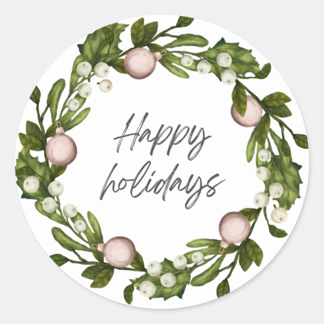 Happy Holidays Runder Aufkleber (Vorderseite)