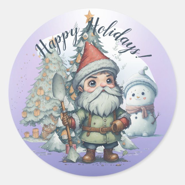 Happy Holidays Runder Aufkleber (Vorderseite)
