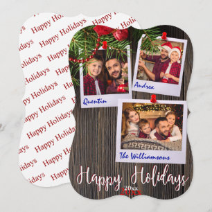 Happy Holidays Rustic Bulletin Board Extravagantes Einladung